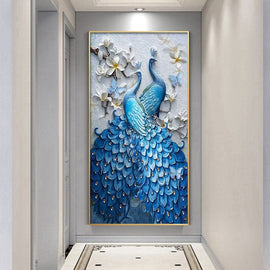 Home Entrance Peacock Canvas
